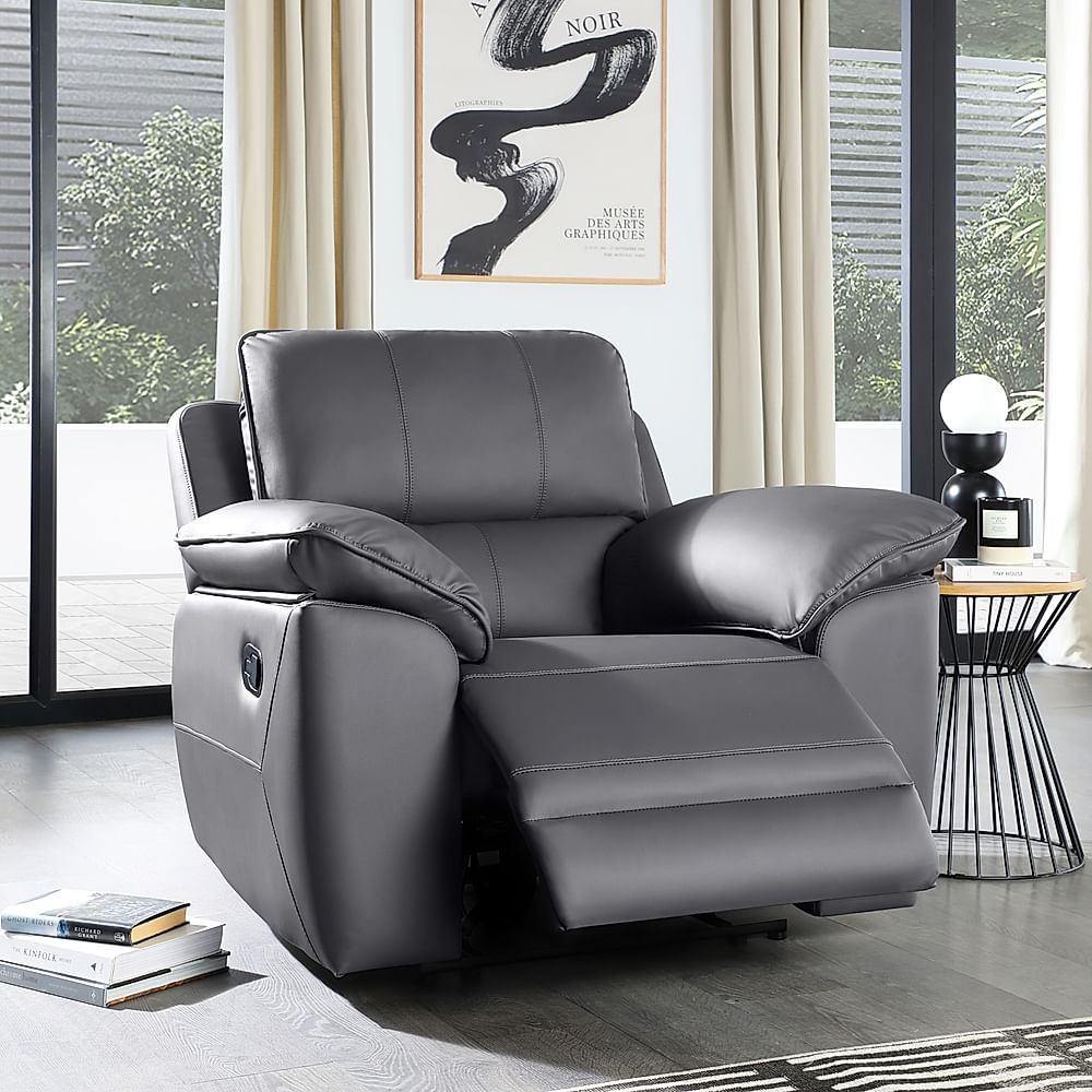 Seville Recliner Armchair, Grey Premium Faux Leather Only £449.99