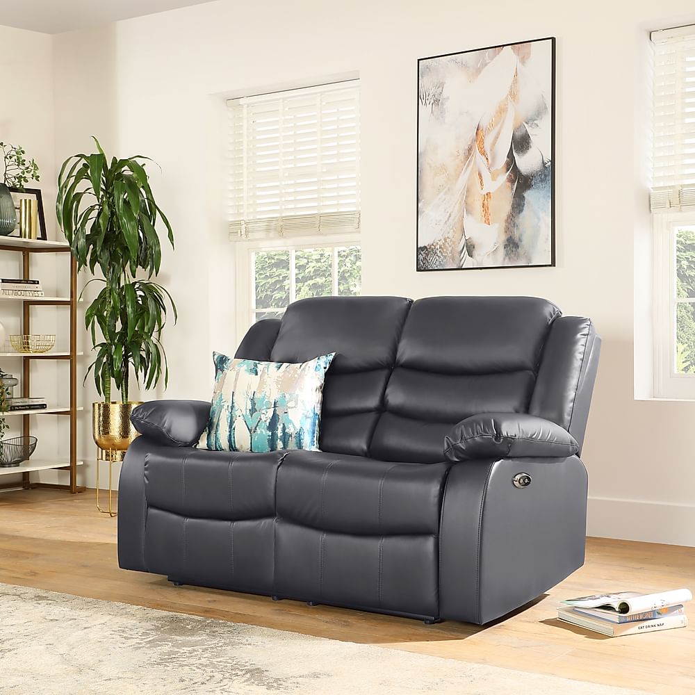 Sorrento 2 Seater Electric Recliner Sofa, Grey Premium Faux Leather