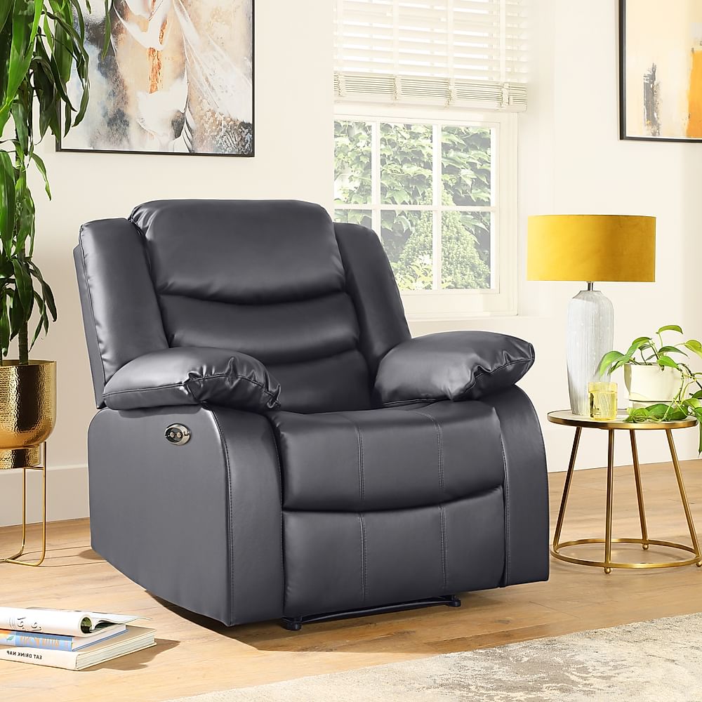 Sorrento Electric Recliner Armchair, Grey Premium Faux Leather