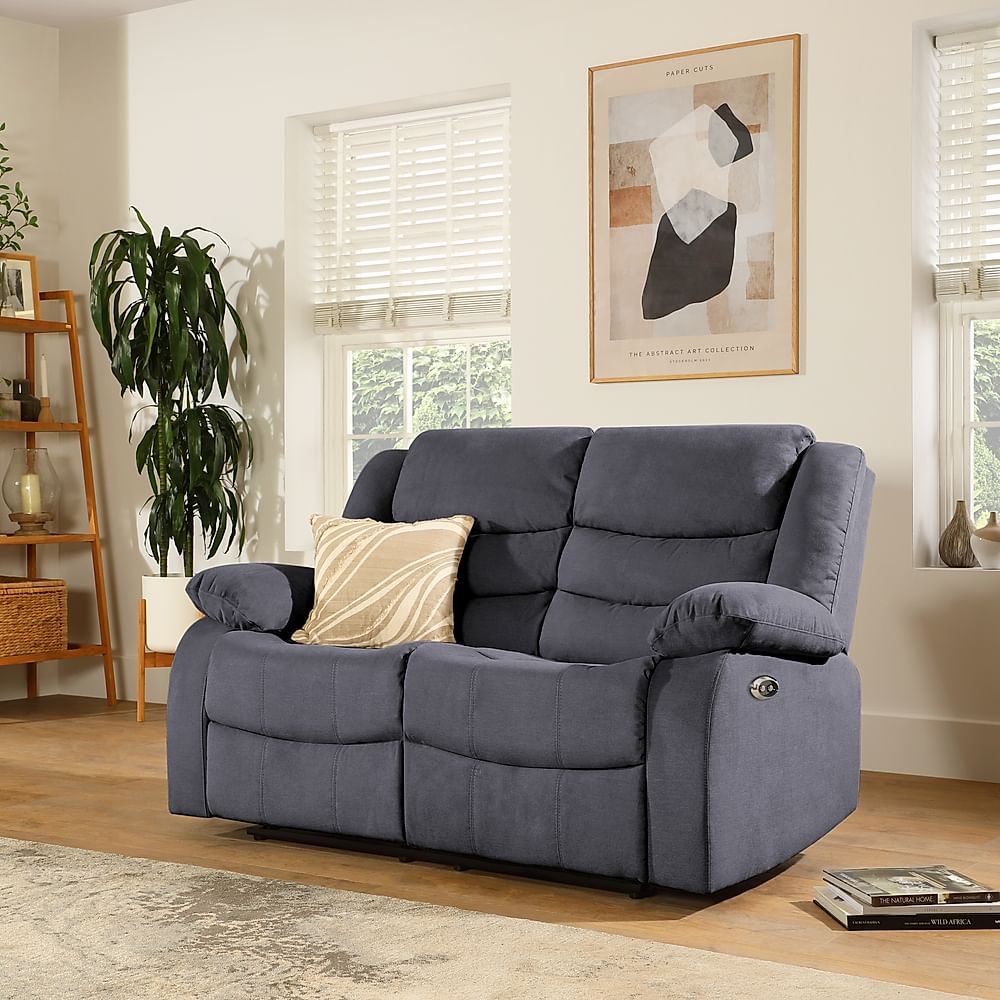 Sorrento 2 Seater Electric Recliner Sofa, Slate Grey Classic Plush Fabric