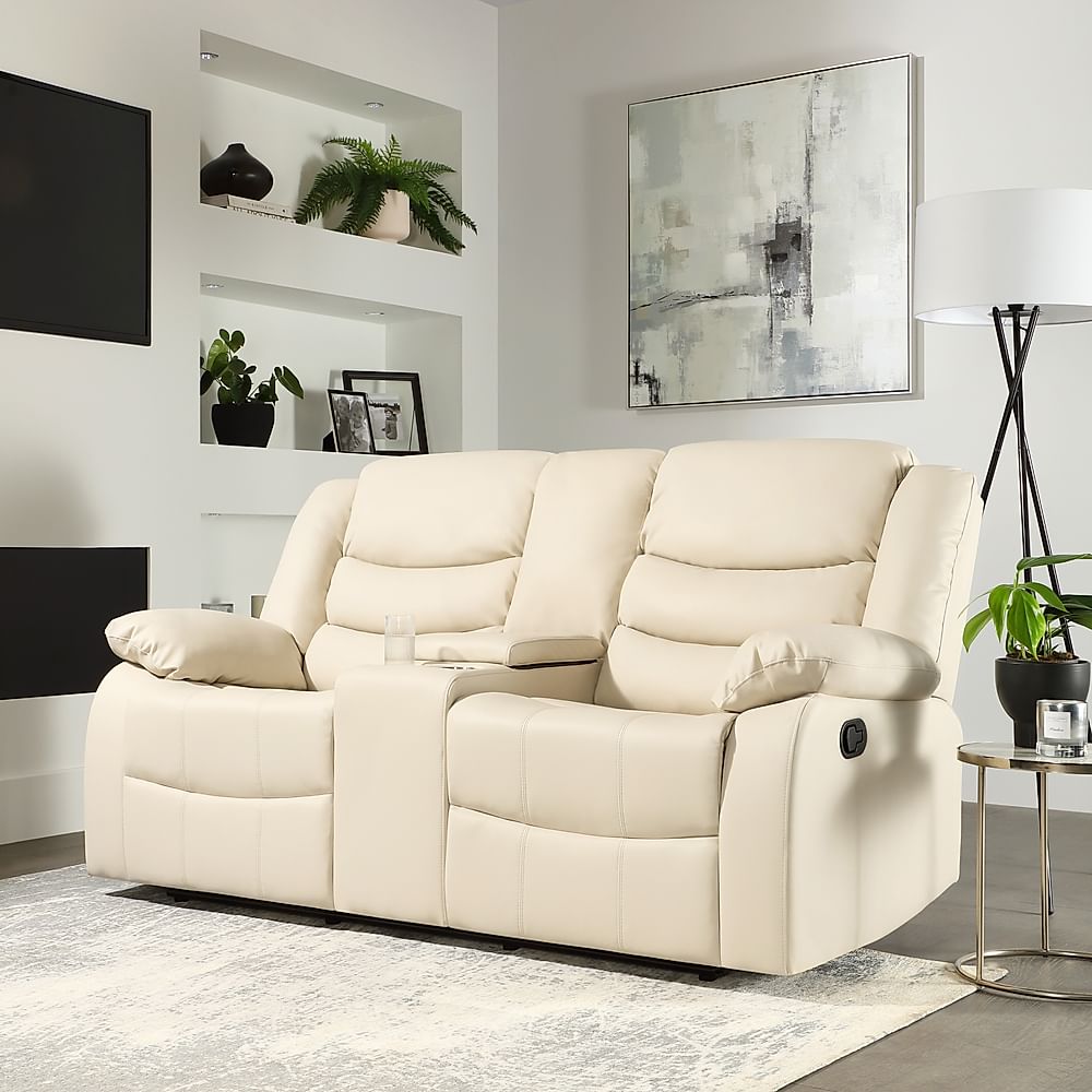 Sorrento 2 Seater Cinema Recliner Sofa, Ivory Classic Faux Leather
