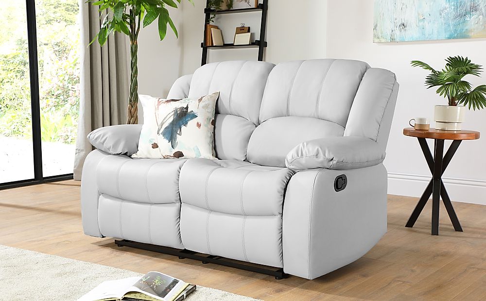 Dakota 2 Seater Recliner Sofa, Light Grey Premium Faux Leather
