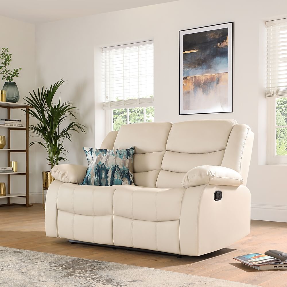 Sorrento 2 Seater Recliner Sofa, Ivory Premium Faux Leather