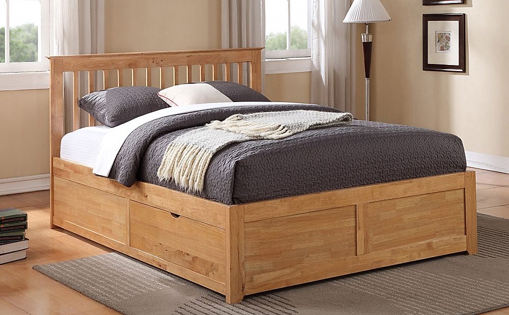 Pentre Wooden 2 Drawer King Size Bed, Bed With Drawers King Size