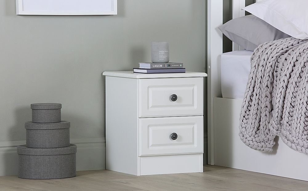 Pembroke Bedside Table, 2 Drawer, White Wood Effect