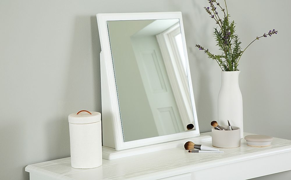 Pembroke Dressing Table Mirror, Small, White Wood Effect