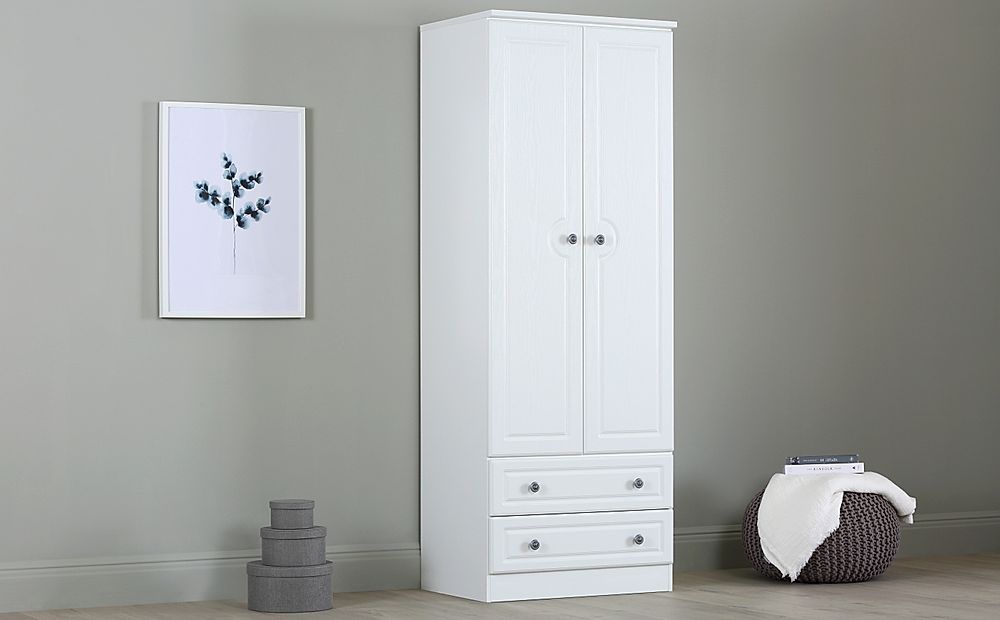 Pembroke Wardrobe, 2 Door 2 Drawer, White Wood Effect