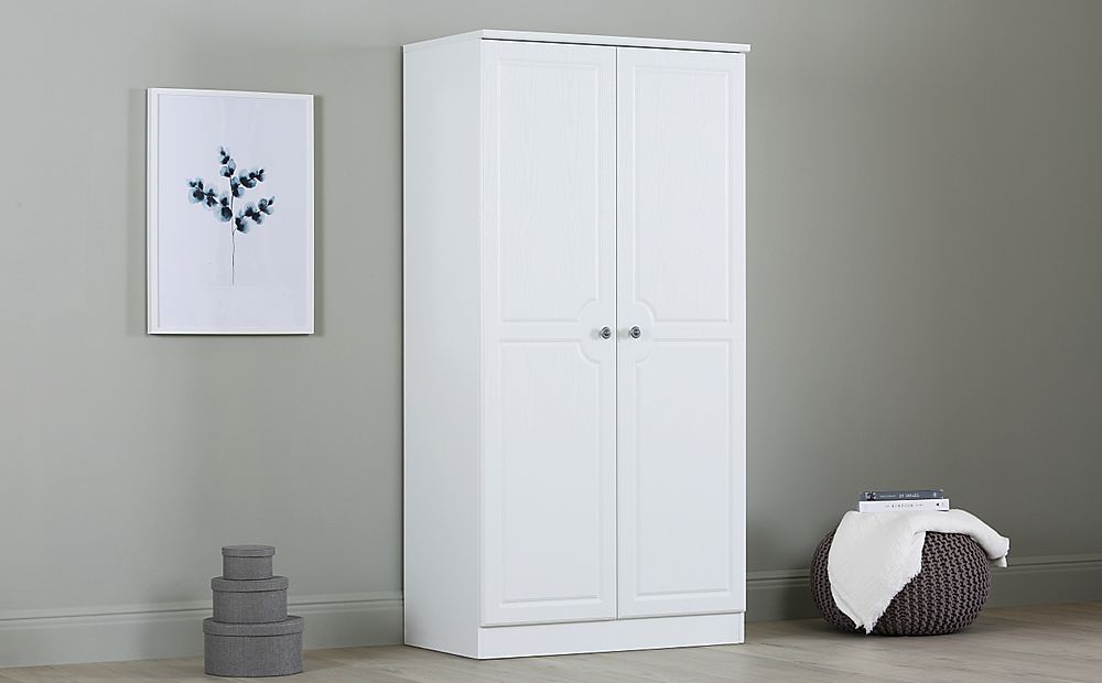 Pembroke Wardrobe, 3ft, 2 Door, White Wood Effect