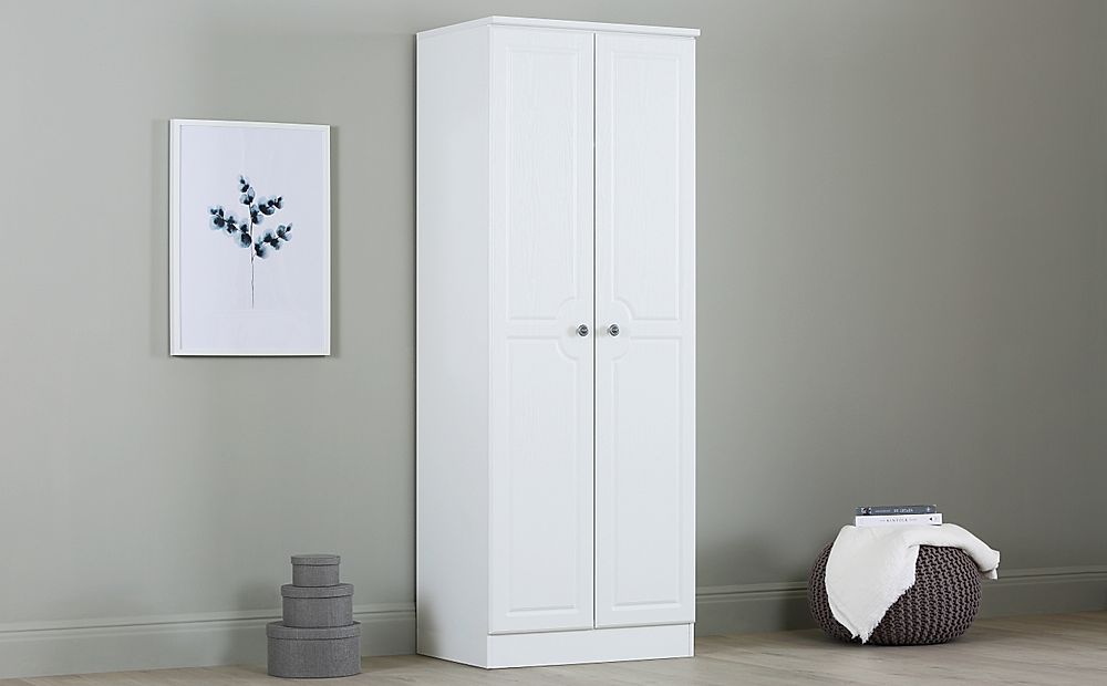 Pembroke Wardrobe, Tall, 2 Door, White Wood Effect