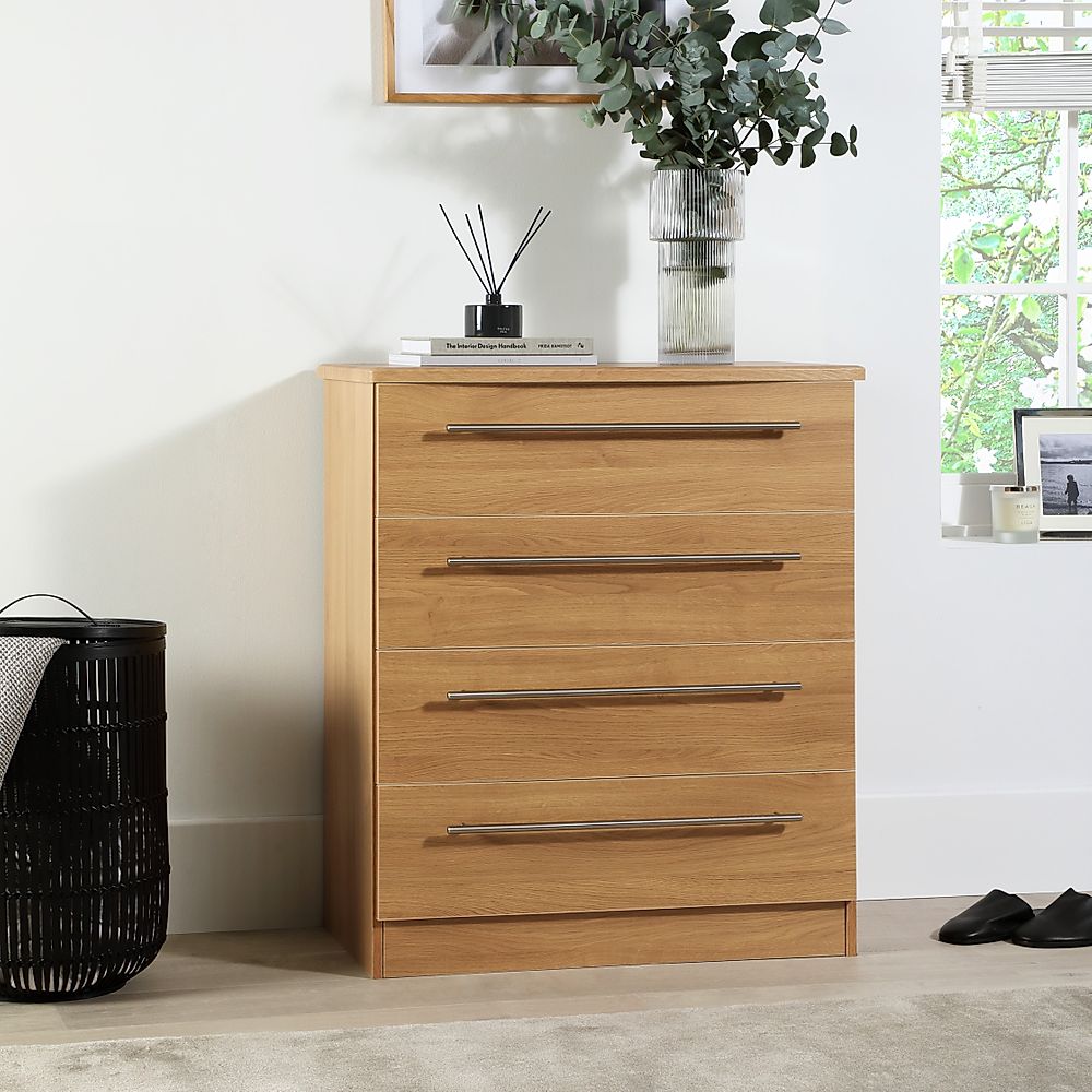 Sherwood Chest of Drawers, 4 Drawer, Natural Oak Effect