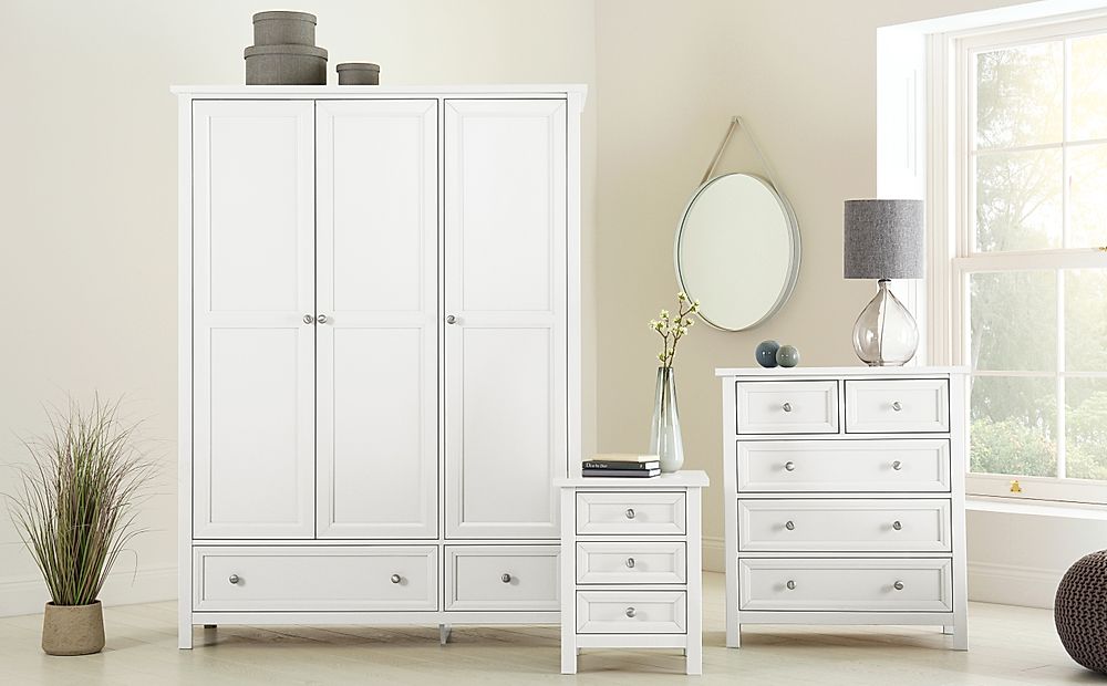 Timber Art Design UK Eaton Grey 3 Piece Bedroom Furniture Set 2 Door Wardrobe 2 Drawer Bedside Cabinet 4 Drawer Chest 