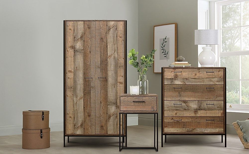 Urban Rustic 3 Piece 2 Door Wardrobe Bedroom Furniture Set Furniture And Choice