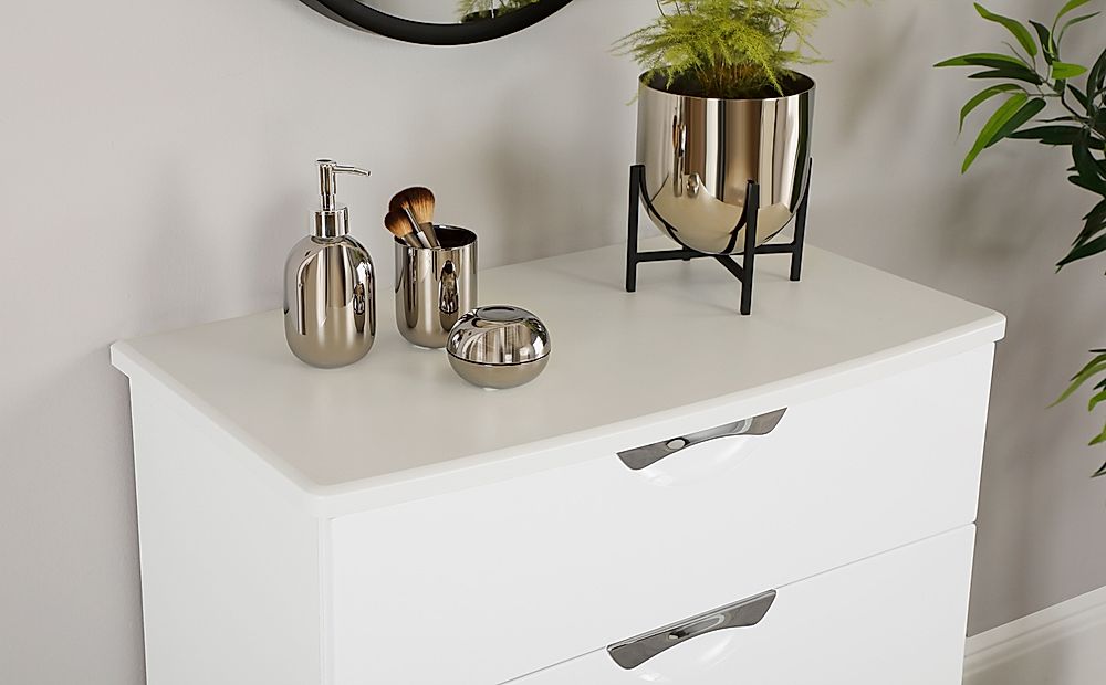 Camden Chest of Drawers 4 Drawer White High Gloss White Finish