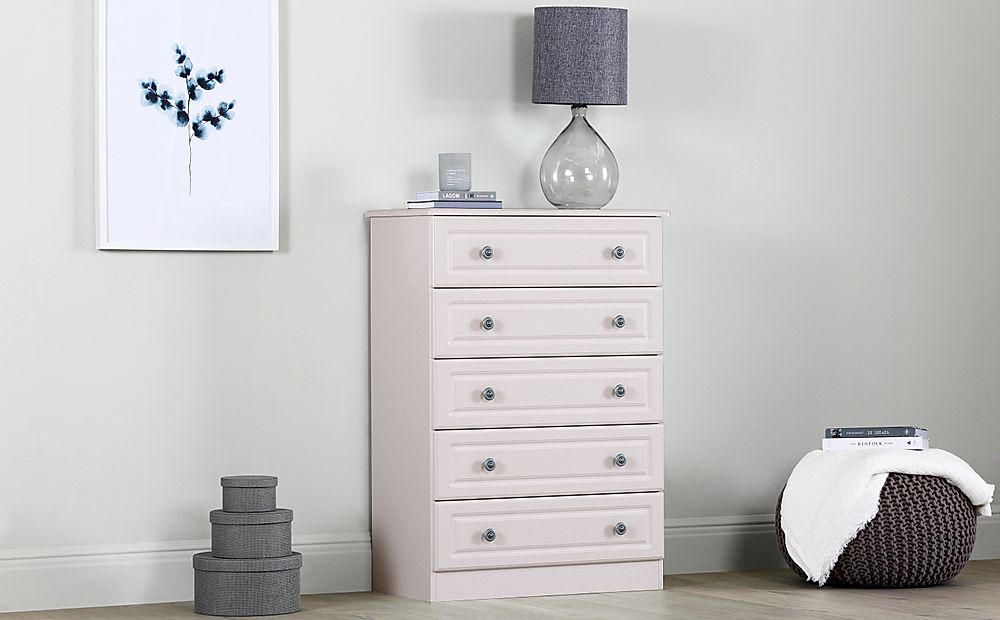 Pembroke Chest of Drawers, 5 Drawer, Stone Grey Wood Effect