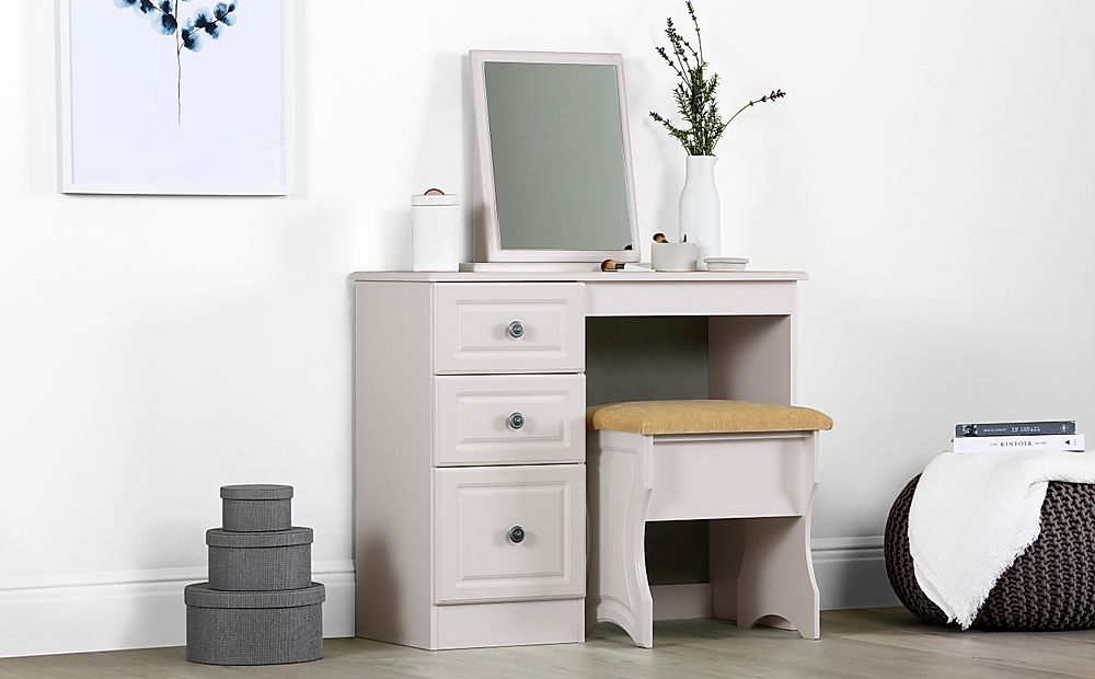 Pembroke Dressing Table, 3 Drawer, Stone Grey Wood Effect