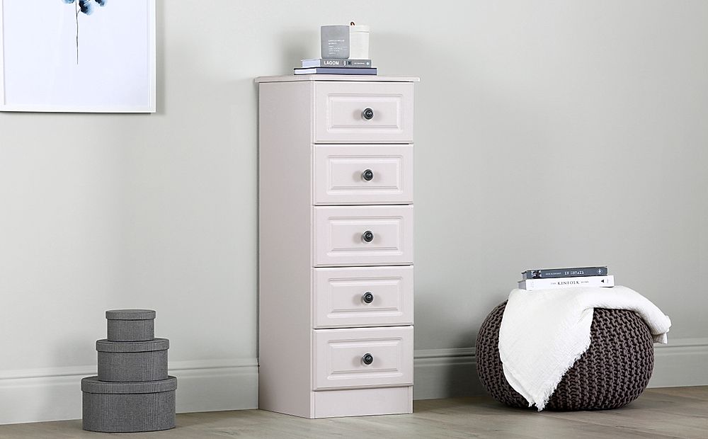 Pembroke Chest of Drawers, Narrow, 5 Drawer, Stone Grey Wood Effect