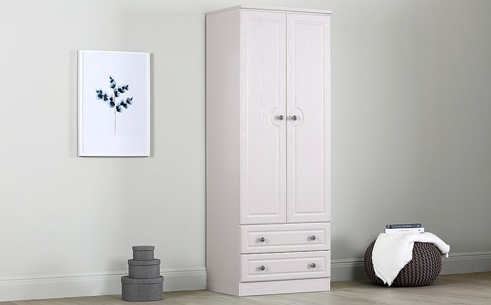 Pembroke Wardrobe, Tall, 2 Door 2 Drawer, Stone Grey Wood Effect