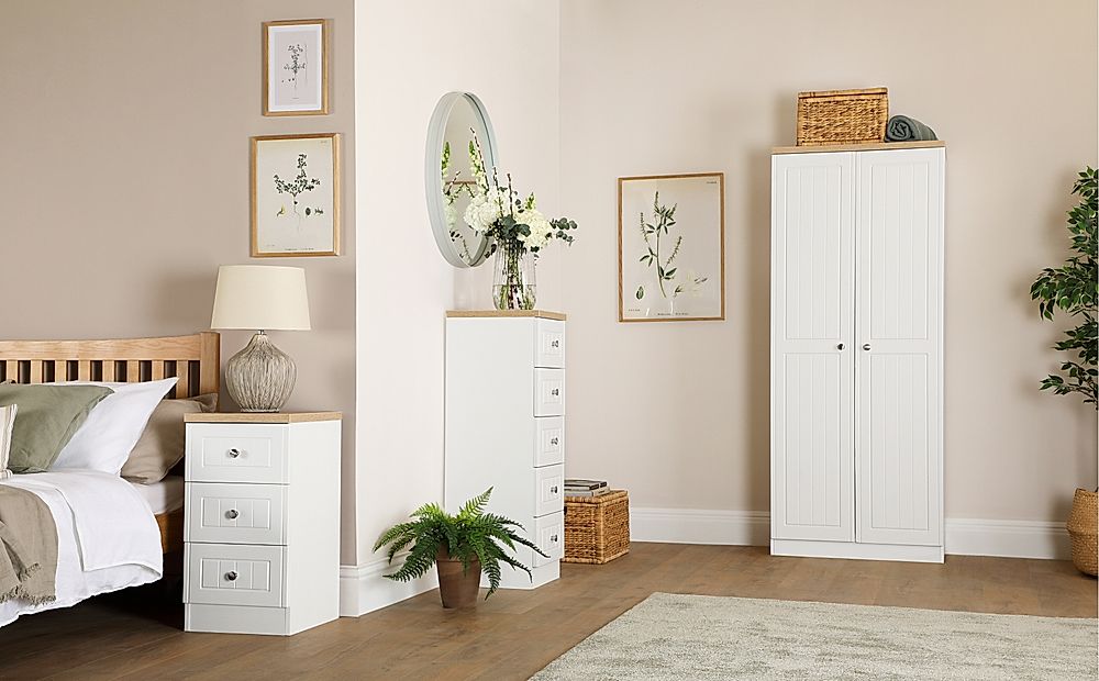 Cream bedroom furniture with oak top discount