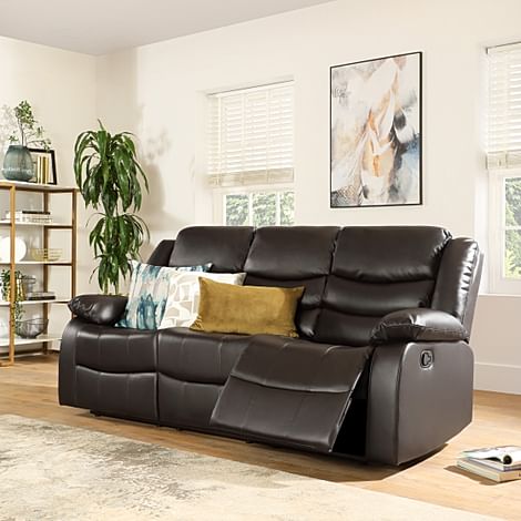 Sorrento 3 Seater Recliner Sofa, Brown Classic Faux Leather
