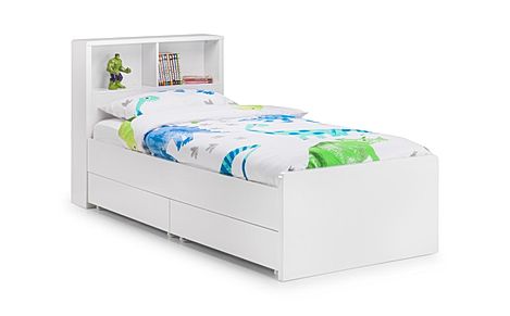 Coco White High Gloss Storage Bed with 2 Drawers Single