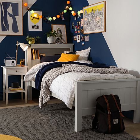 Maine Grey Bed with Shelf Single