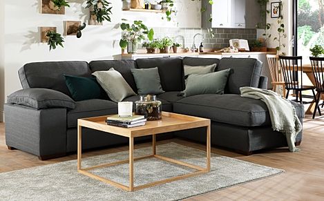 Cassie L-Shape Corner Sofa, Right-Hand Facing, Charcoal Classic Linen-Weave Fabric