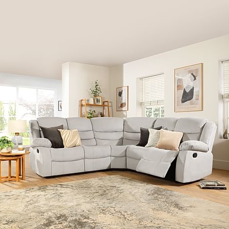 Sorrento Dove Grey Plush Fabric Recliner Corner Sofa