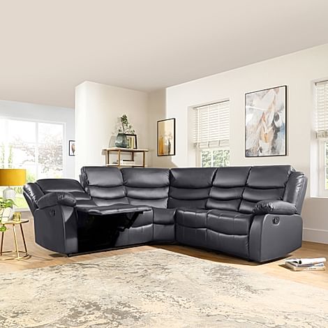 Sorrento Recliner Corner Sofa Grey Classic Faux Leather