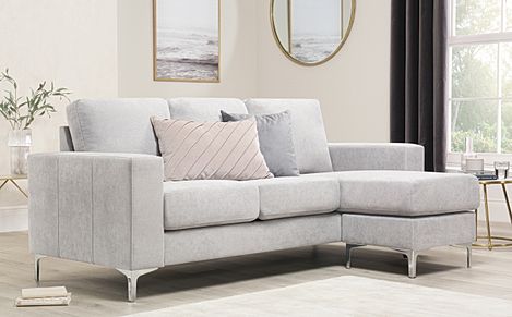 Baltimore Dove Grey Plush Fabric L Shape Corner Sofa