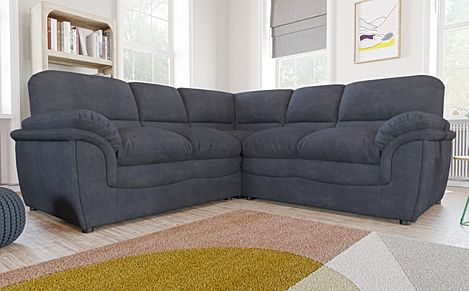 Rochester Slate Grey Plush Fabric Corner Sofa