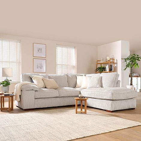 Cassie Grey Cord Fabric L Shape Corner Sofa - RHF