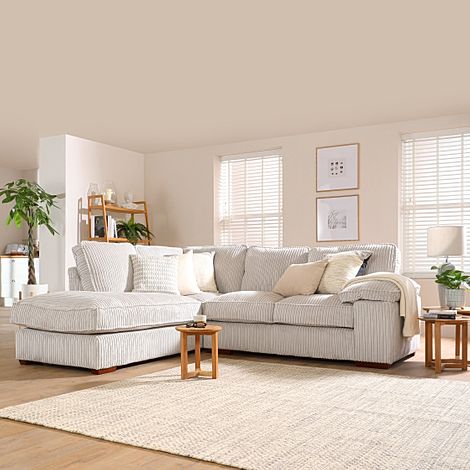 Cassie L-Shape Corner Sofa, Left-Hand Facing, Grey Chunky Cord Fabric
