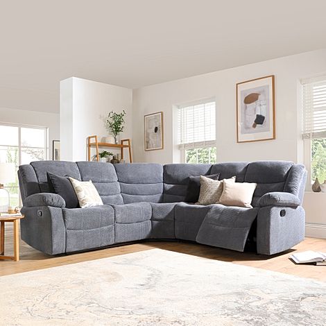 Sorrento Recliner Corner Sofa, Dark Grey Dotted Cord Fabric