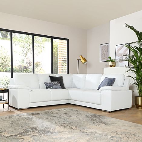 Kansas White Leather Corner Sofa