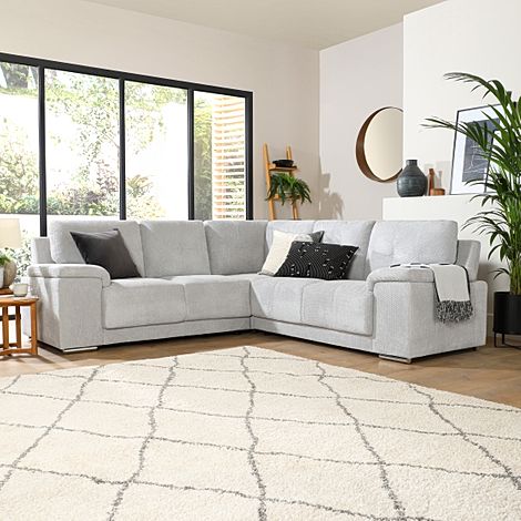 Kansas Light Grey Dotted Cord Fabric Corner Sofa
