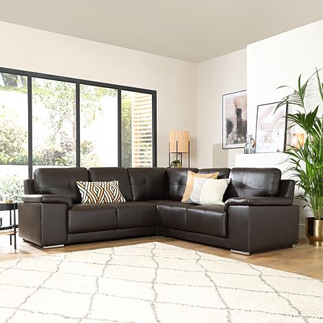 Kansas Brown Leather Corner Sofa