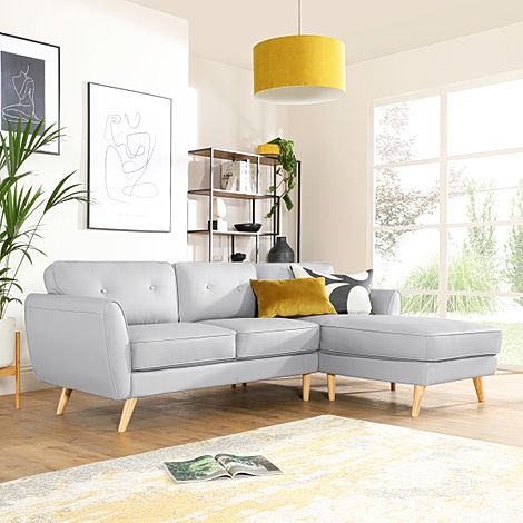 Harlow L-Shape Corner Sofa, Right-Hand Facing, Light Grey Classic Faux Leather