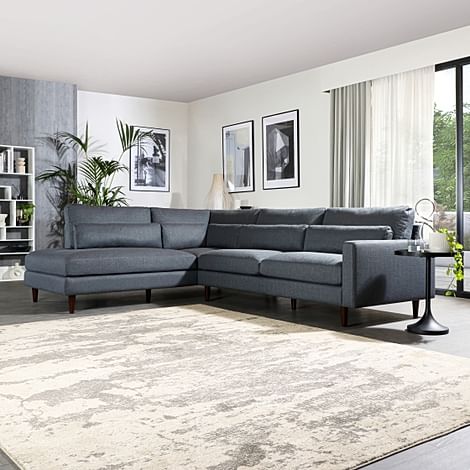 Palermo Slate Grey Fabric L Shape Corner Sofa - LHF