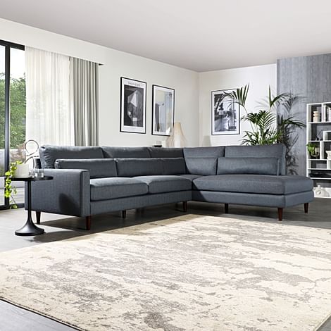 Palermo Slate Grey Fabric L Shape Corner Sofa - RHF