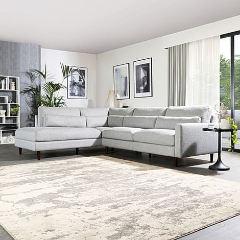 Palermo Light Grey Fabric L Shape Corner Sofa - LHF
