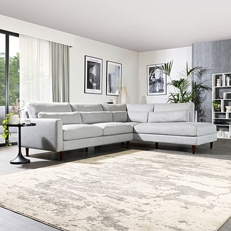 Palermo Light Grey Fabric L Shape Corner Sofa - RHF