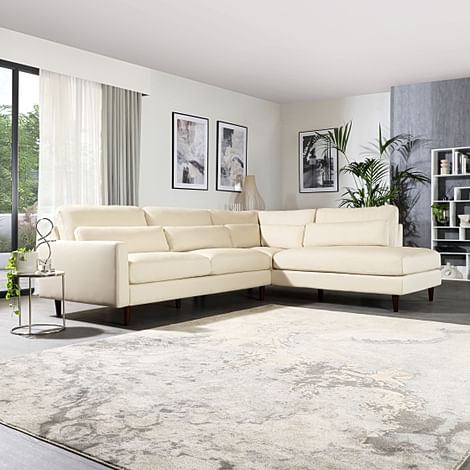 Palermo Ivory Leather L Shape Corner Sofa - RHF