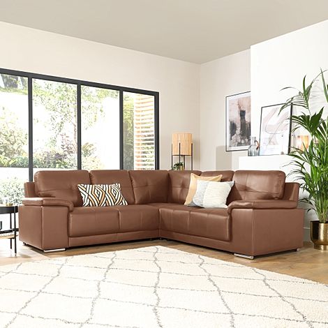 Kansas Tan Leather Corner Sofa