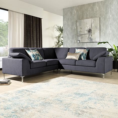 Valencia Corner Sofa, Slate Grey Classic Plush Fabric