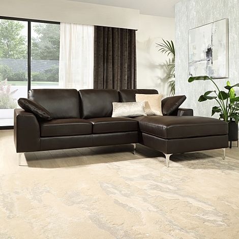 Valencia Brown Leather L Shape Corner Sofa - RHF
