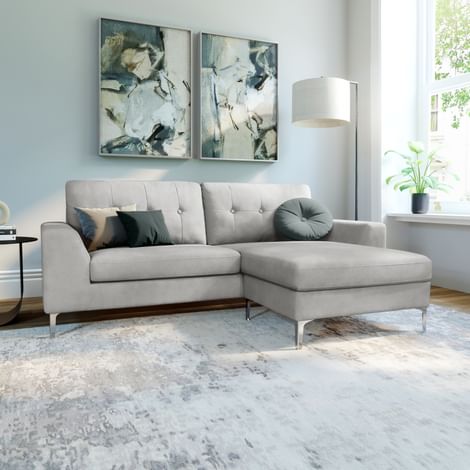 Senza L-Shape Corner Sofa, Dove Grey Classic Plush Fabric
