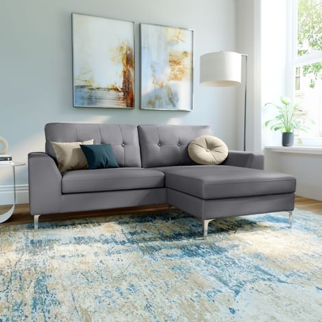 Senza L-Shape Corner Sofa, Grey Premium Faux Leather
