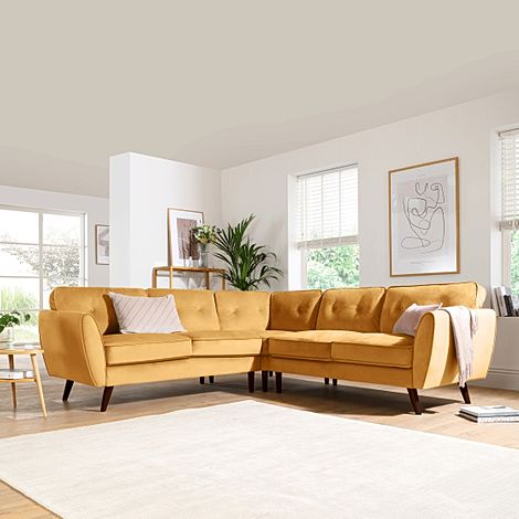 Harlow Mustard Velvet Corner Sofa