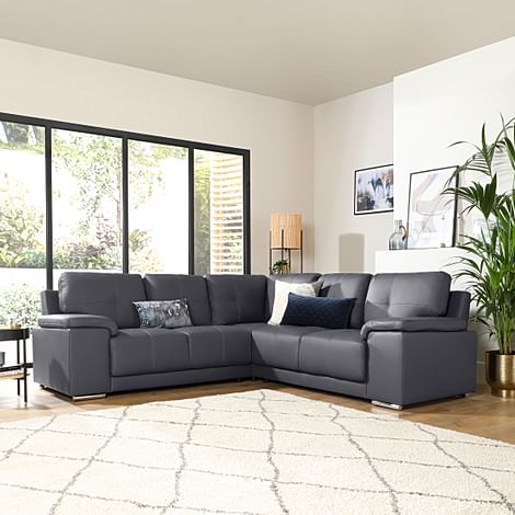 Kansas Corner Sofa, Grey Premium Faux Leather