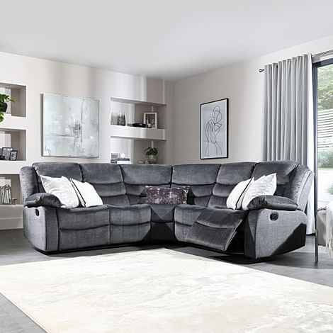 Sorrento Recliner Corner Sofa, Grey Aura Velvet